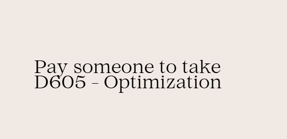Pay someone to take D605 – Optimization