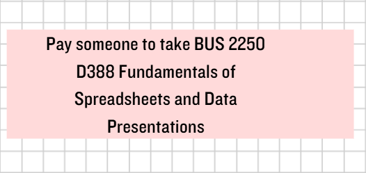 Pay someone to take BUS 2250 D388 Fundamentals of Spreadsheets and Data Presentations